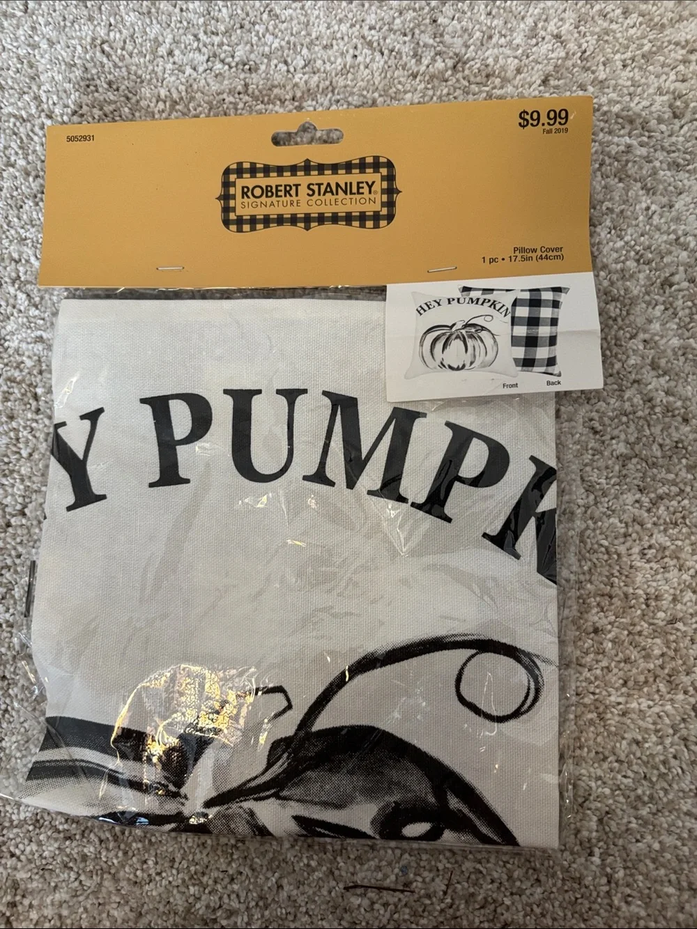 Robert Stanley 'Hey Pumpkin' Black & White Pillow Cover